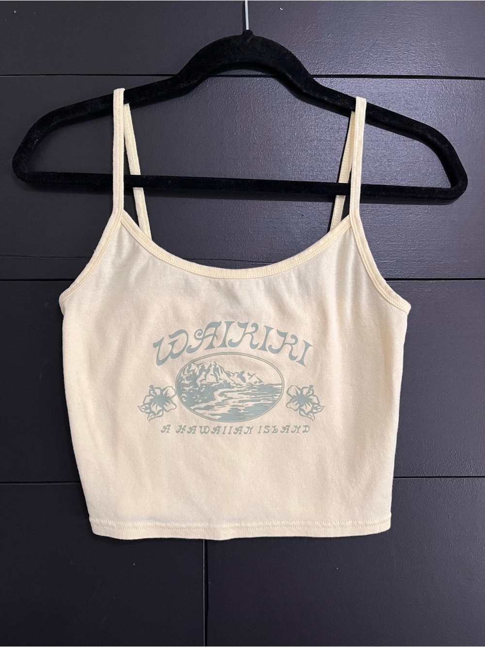 PACSUN Waikiki Hawaii Island Pale Yellow Tank Top Women’s Sz M EUC